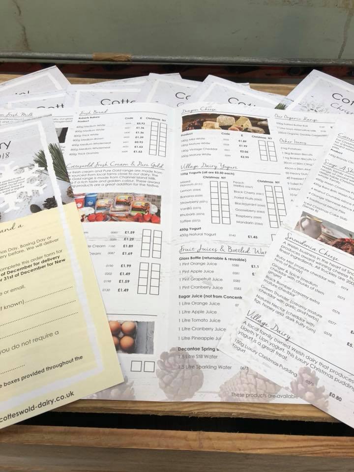 Photograph of an example of some menus that have been designed and printed by Packwood Printers based in Tewkesbury