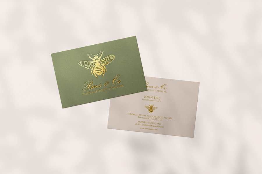 Gold Foil Business Cards for Bees & Co