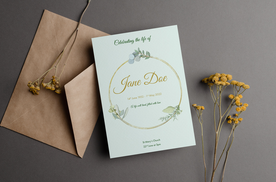 Funeral Order of Service Design by Packwood Printers in Tewkesbury