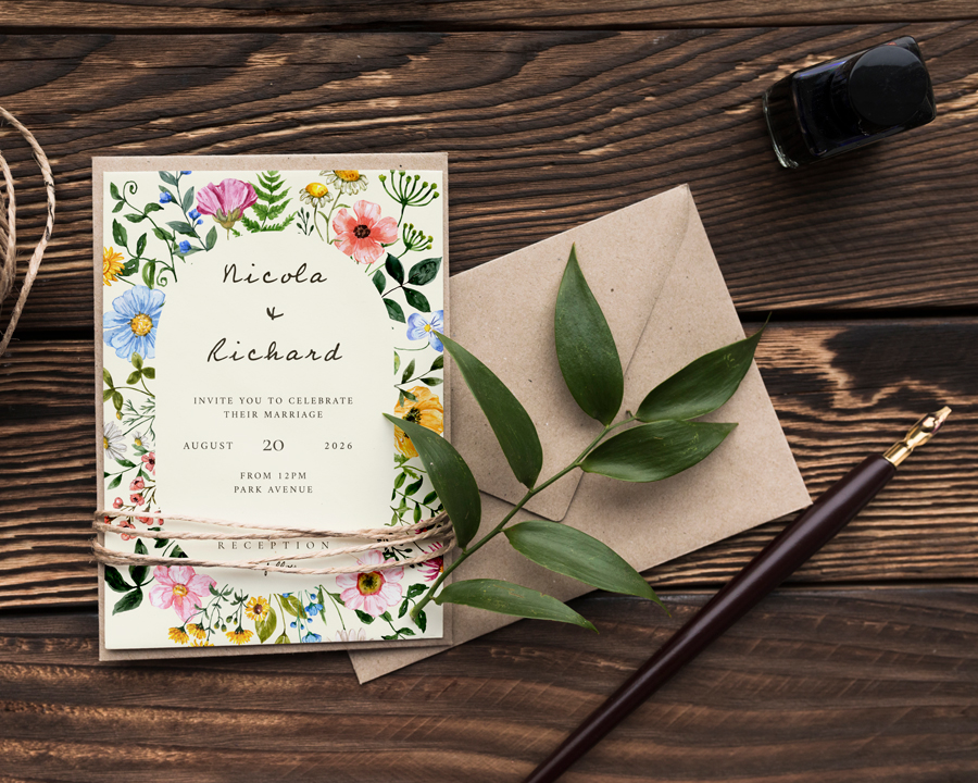 Wedding Invitation Design for Nicola and Richard, designed by Packwood Printers